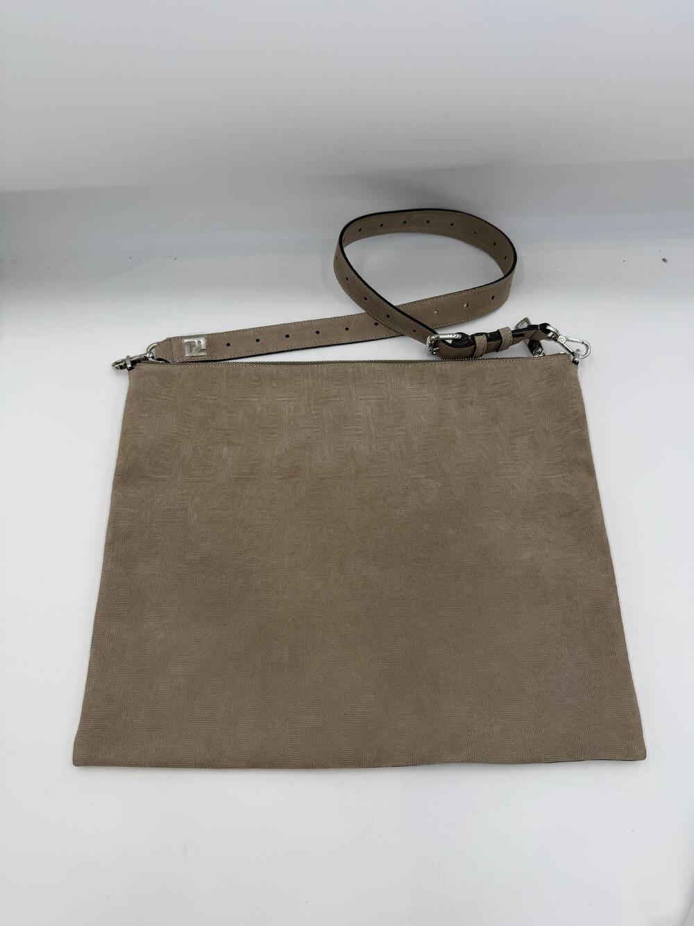 Fendi Zucca Suede Shoulder Bag